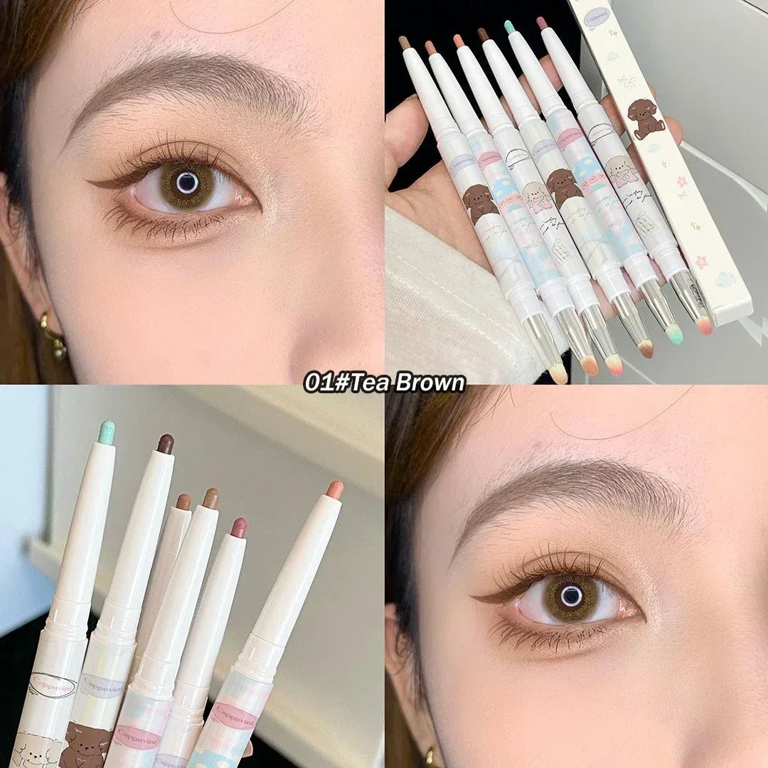 Rynx | Double Head Eyeliner Aegyo-sal Colored Eyeliner Gel Pencil Quick Drying Lying Silkworm Eyeliner Pencil Tea Brown Eyeshadow Makeup