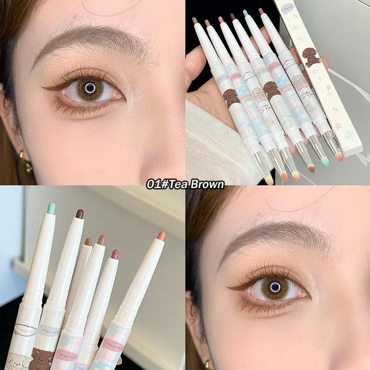 Rynx | Double Head Eyeliner Aegyo-sal Colored Eyeliner Gel Pencil Quick Drying Lying Silkworm Eyeliner Pencil Tea Brown Eyeshadow Makeup