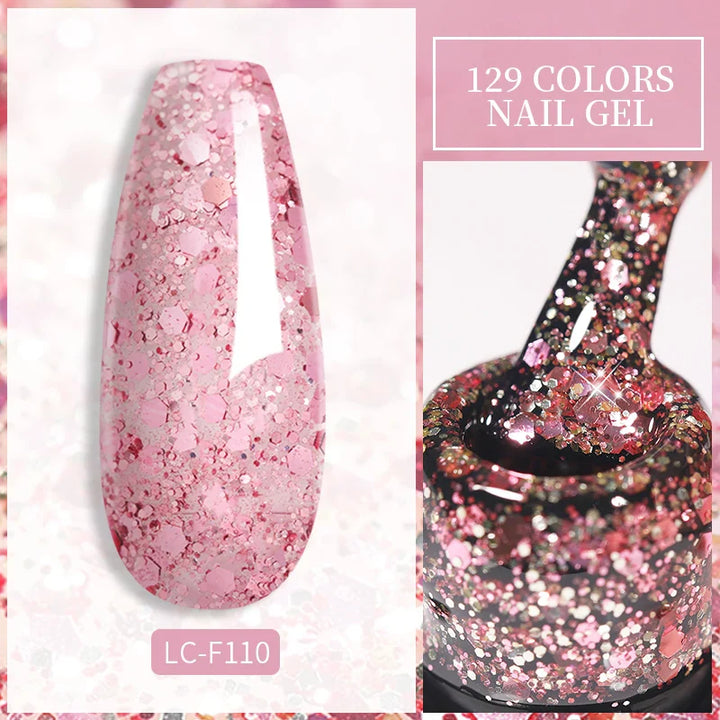 Rynx | 7ml Glitter Gel Nail Polish Semi Permanent Sequins Soak Off UV Gel Colorful DIY Nail Art Polishes