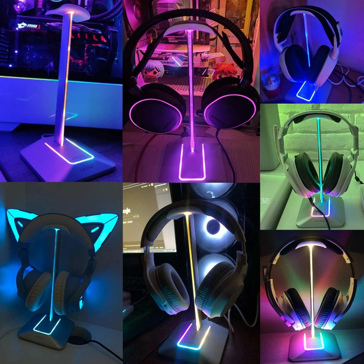 Lisslune | Link Dream Z8 LED Gaming Headset Stand with USB Type-C Connectivity - Elegant Silver Aluminum Headphone Organizer