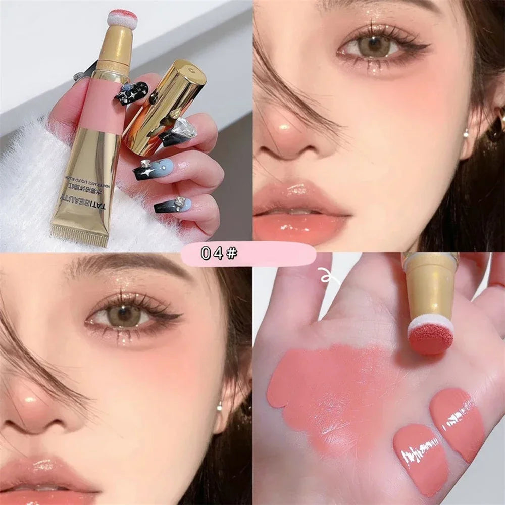 Rynx | Smooth Liquid Blush Cheek Ink Sponge Matte Gentle Face Makeup Blush Pigment Waterproof Long-lasting Creamy Cosmetics