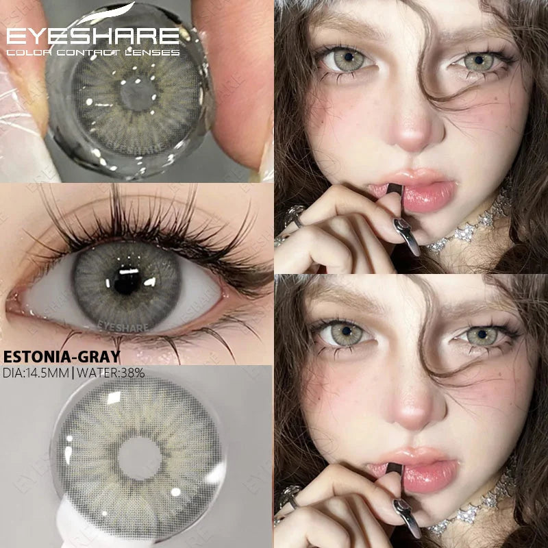 Rynx | Colored Contact Lenses for Eyes Gray Pupil Lens Fashion Blue Eye Contacts Green Lenses Brown Lenses Yearly 2 Pieces/Pair