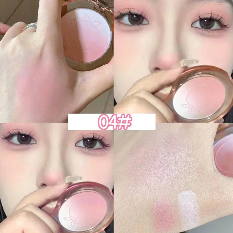 Rynx | Peach Pink Blusher Matte Purple Cheek Color Blush Make-up Durability Brightness Face Silky Smoothness Blush Powder Palette Cosmetics
