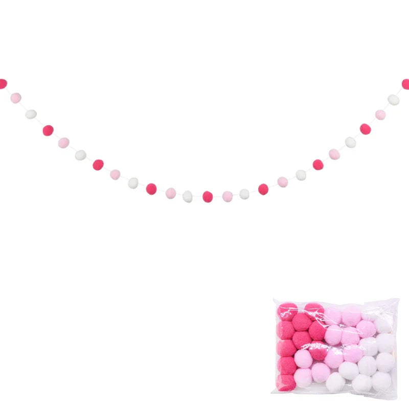 Rynx 2.5Meter Colored Pom Pom Pendant Light Garland Ins Nordic Series Wool Felt Ball String DIY Handmade Kids Room Decoration