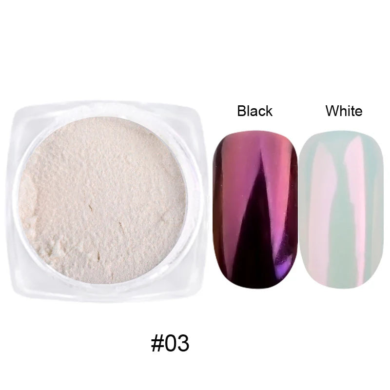 Rynx | 1jar Plating Aurora Chrome Nail Powder High Gloss Moonlight Mirror Fine Glitter Pigment Aurora Pearl Rub Dust Chrome Nails
