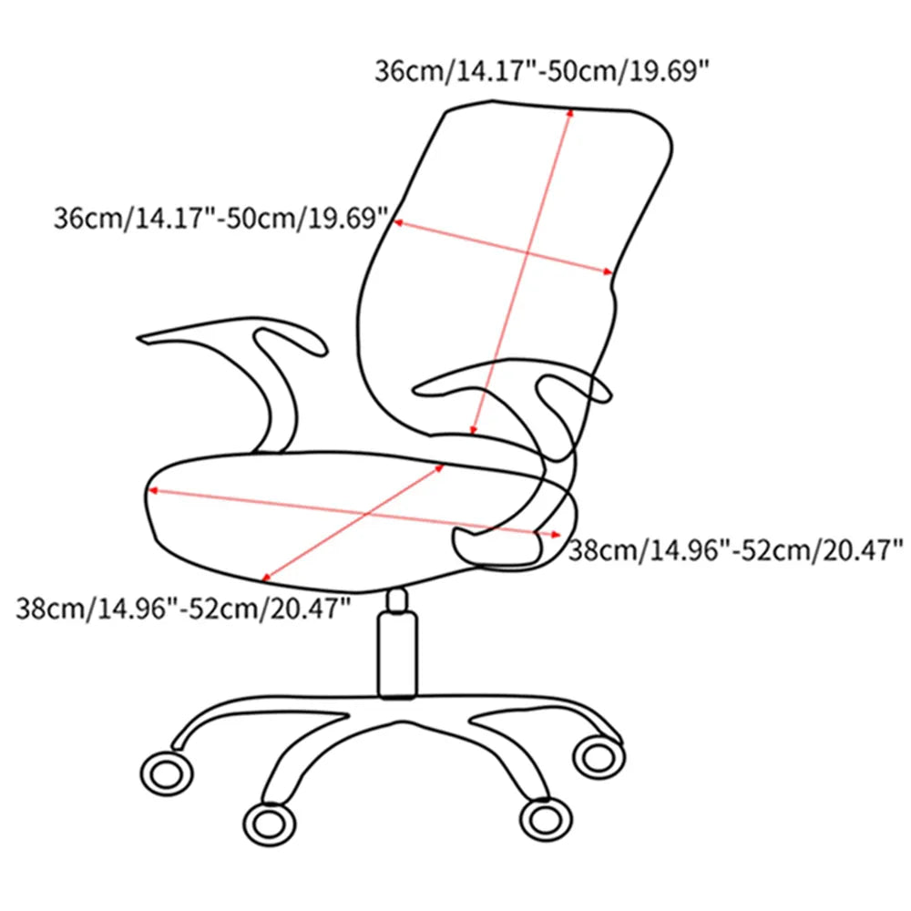 Lisslune | 2-piece Split Office Rose Chair Covers