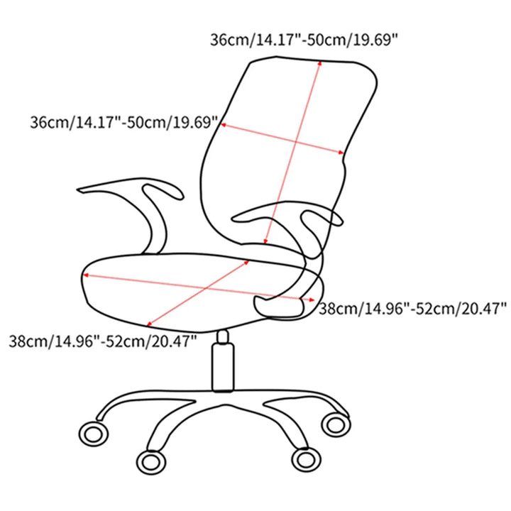 Lisslune | 2-piece Split Office Rose Chair Covers