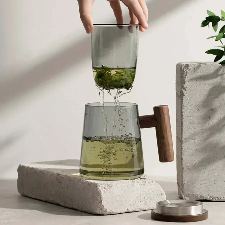 Lisslune | Ultramodern Glass Tea Cup with Filter and Lid