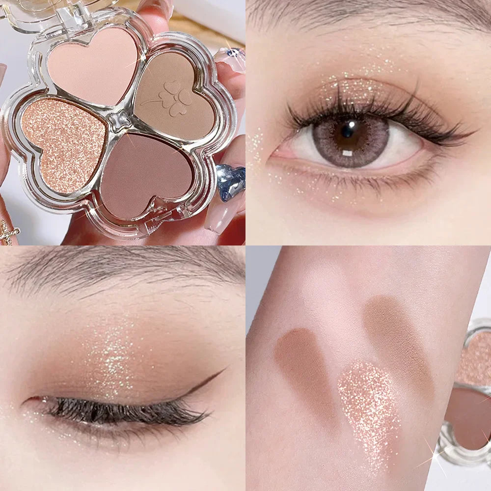Rynx | 4 Color Eyeshadow Palette Blush Eyeliner Eyeshadow Highlighter Contour Palette Eye Makeup Sweet Beauty Cosmetics