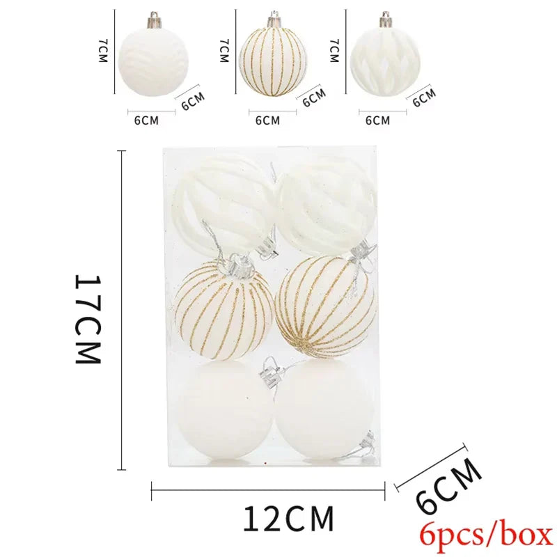Rynx | 6pcs/Box 6cm Christmas tree balls ornaments Christmas tree hanging pendants Christmas decorations for home 2024 Christmas New Year gift