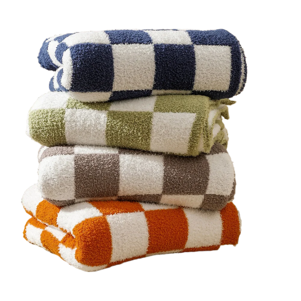 Rynx | Textile City Ins Nordic Sofa Blanket Checkerboard Fabric Velvet Throw Blanket Home Sofa Cover Knit Blanket 150x200cm
