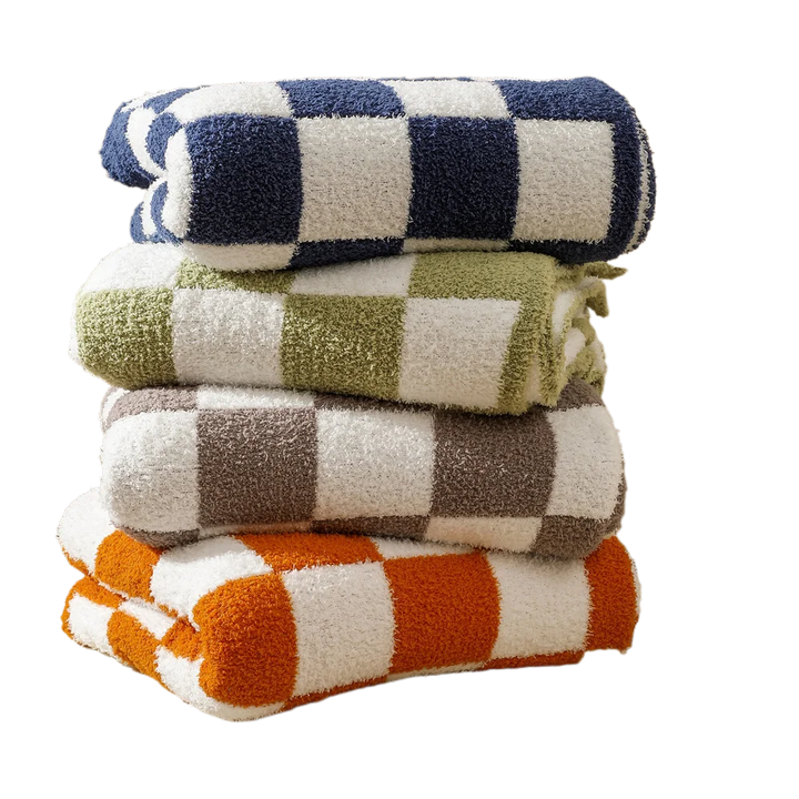 Rynx | Textile City Ins Nordic Sofa Blanket Checkerboard Fabric Velvet Throw Blanket Home Sofa Cover Knit Blanket 150x200cm
