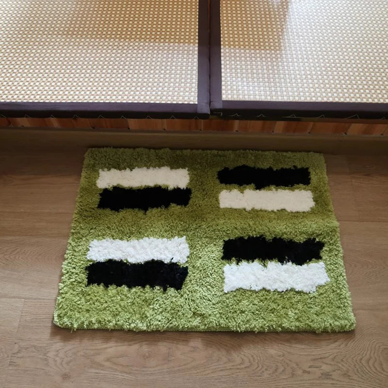 Rynx | Tufting Green Bath Mat Living Room Rug Soft Nightstand Rug Bathroom Mat Door Floor Anti-Slip Pad Aesthetic Home Decor 45x65cm