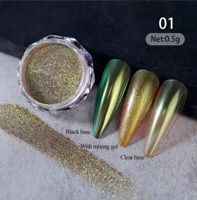 Rynx |1Jar Aurora Chameleon Snowflake Ultra-Thin Iridescent Nail Sequins Holographic Opal Eyeshadow Ice Glitter Nail Chameleon Flakes