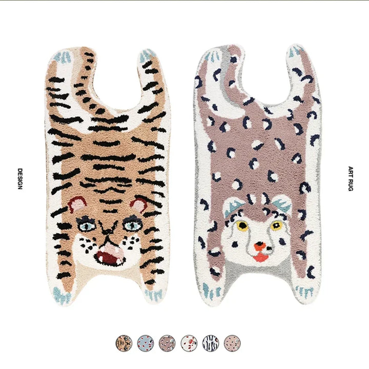 Rynx | Irregular Tiger Pattern Living Room Rug Cute Leopard Pattern Children's Room Rug Aesthetic Rugs тигр ковер 호랑이 양탄자 Tapis IG