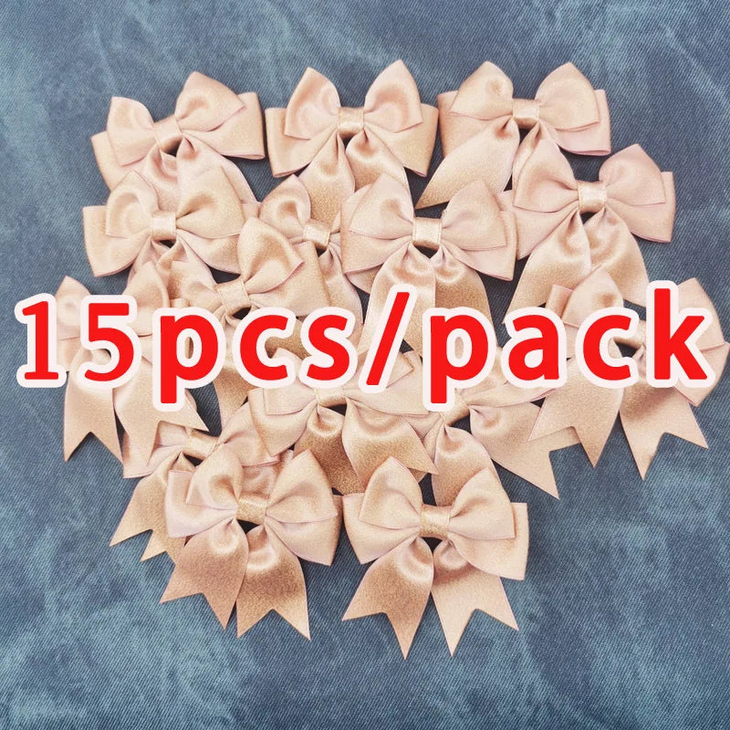 Rynx | (15 pieces/pack) Size 7cm Pink gold dust bow Handmade crafts DIY gift wrapping decoration wedding party supplies