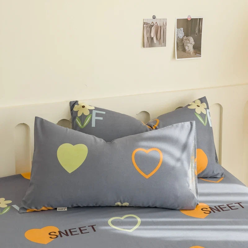 Rynx | 100% Cotton Thickened Pillowcase 48cm*74cm 2 Pieces Beauty Floral Print Pillowcase for Bedroom