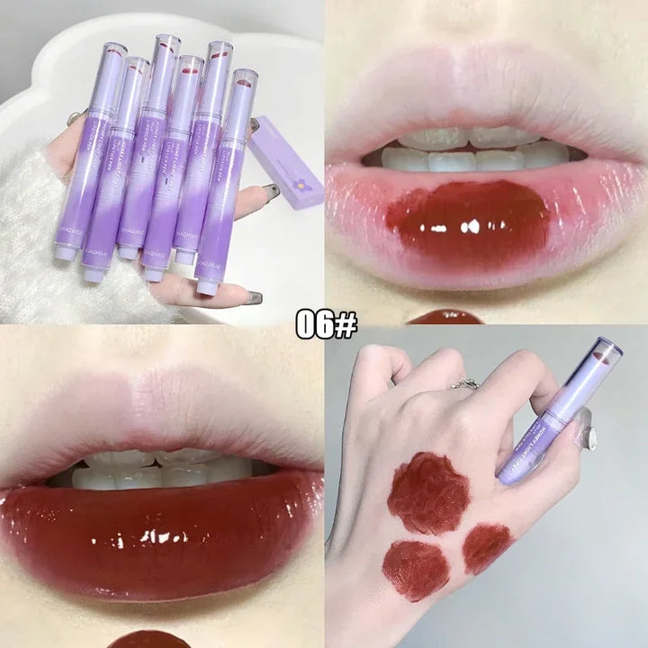 Rynx | Jelly Lipstick Pencil Punk Red Brown Lip Gloss Mirror Waterproof Lip Lacquer Moisturizing Lipstick Waterproof Non-Transfer Cup Korean
