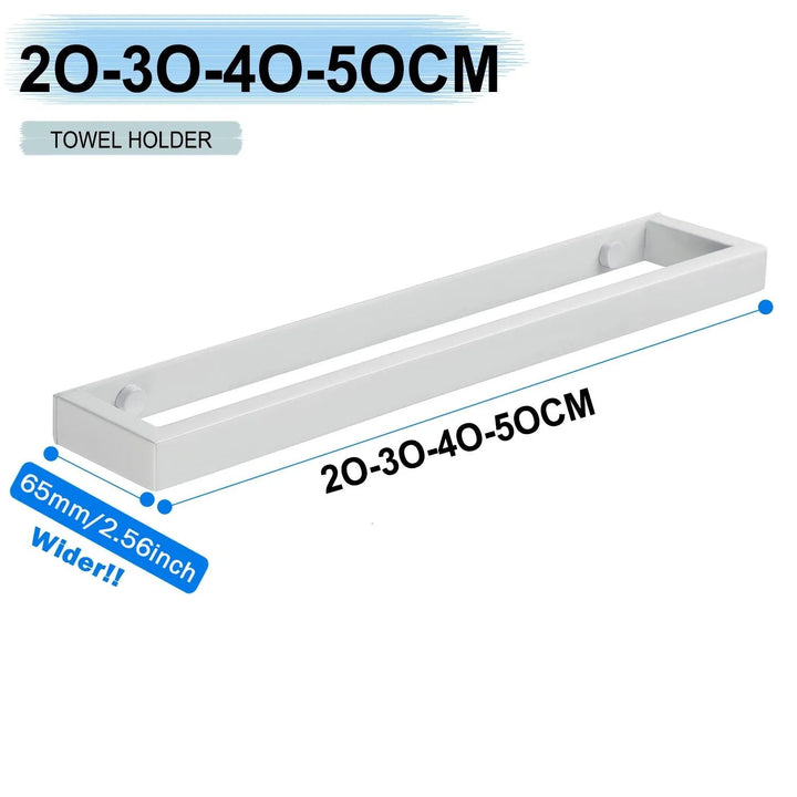 Lisslune | Versatile matte black stainless steel towel holder with adjustable size and flexible wall mounting