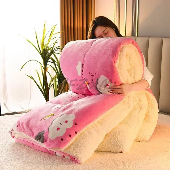 Rynx Plaid Super Thick Warm Blankets for Winter Autumn Milk Fleece Thickening Heat Sleeping Blanket Soft Fluffy Bedding Blanket Duvet