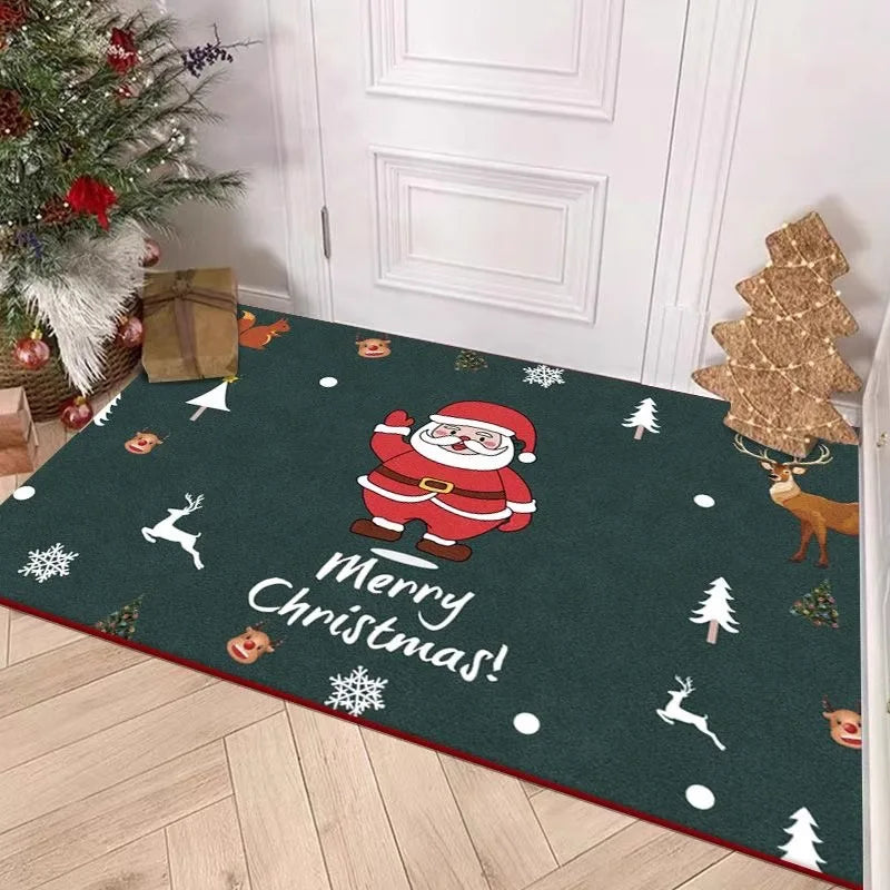 Rynx | Christmas Home Rug Holiday Decoration Doormat Cartoon Sweet Rug Santa Pattern Kids Mat Dirt-Repellent Rug