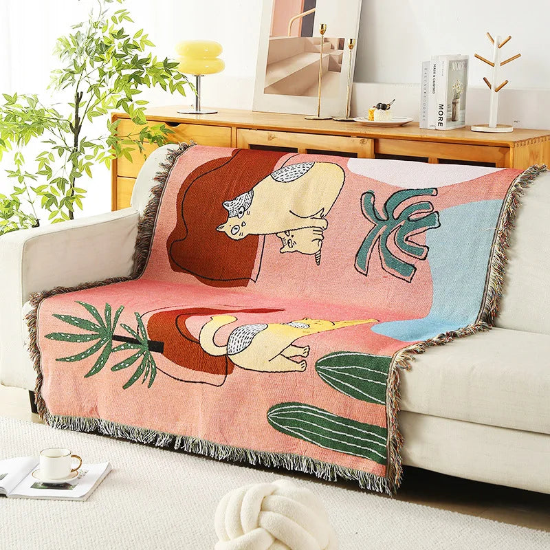 Lisslune | Jungle Cats Woven Throw Blanket