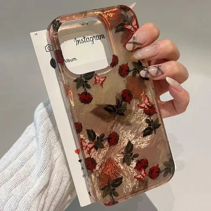 Lisslune | Braune Unterblattmuster-Handyhülle für iPhone 16e Hüllen iPhone 16 Pro Max 15 14 13 12 11 XS X XR 7 8 Plus Stoßfest TPU-Hülle