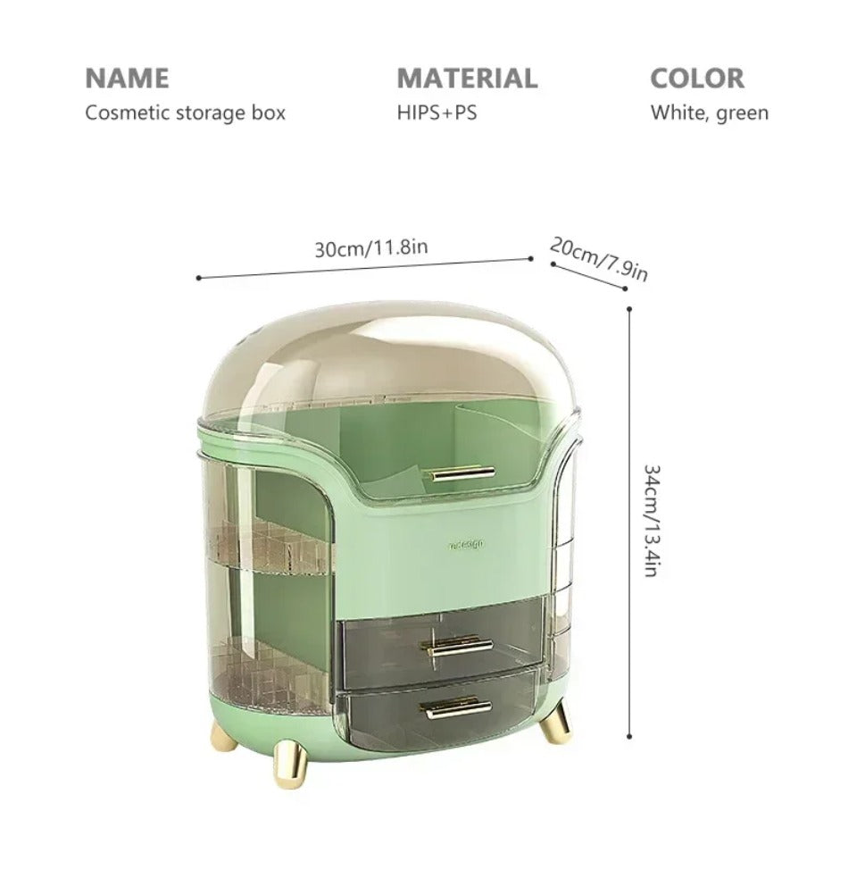 Lisslune | Luxury Transparent Makeup Organizer with Sliding Doors and Drawers