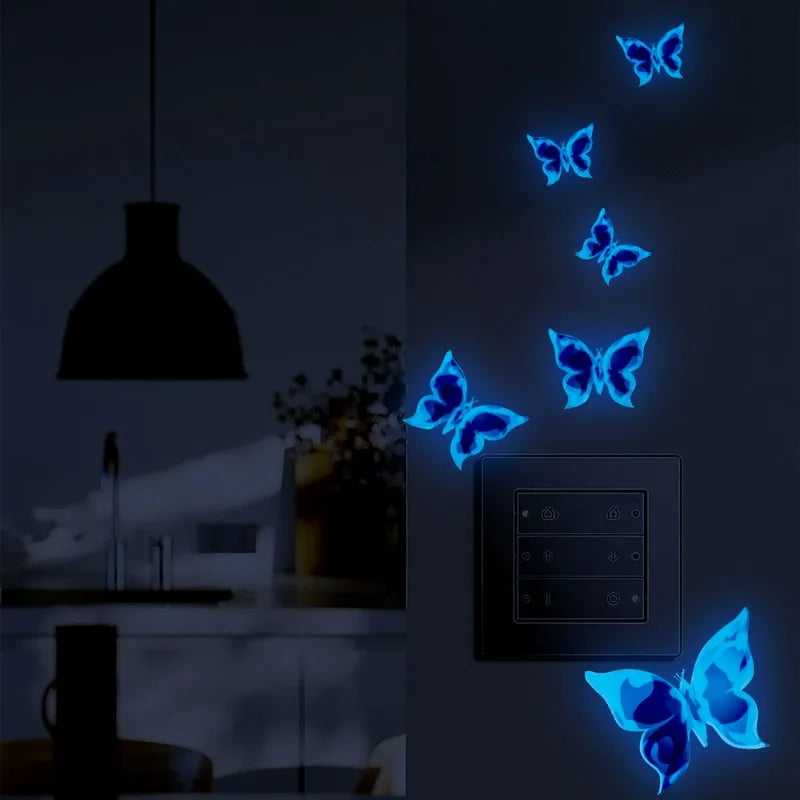 Rynx New Blue Bright Butterfly Wall Stickers Room Decoration Accessories Cartoon Stickers for Anniversaries Birthdays Paster