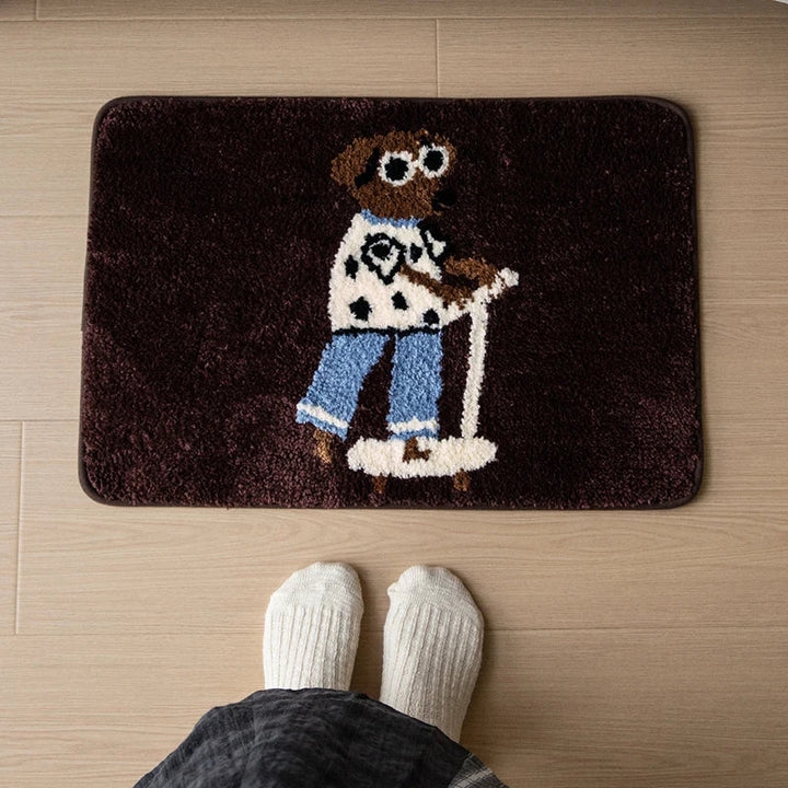 Rynx | Stylish Tufting Letter Bathroom Mat Cartoon Dog Bath Rug Carpet Entrance Doormat Floor Anti-Slip Foot Cushion Aesthetic Home Decor
