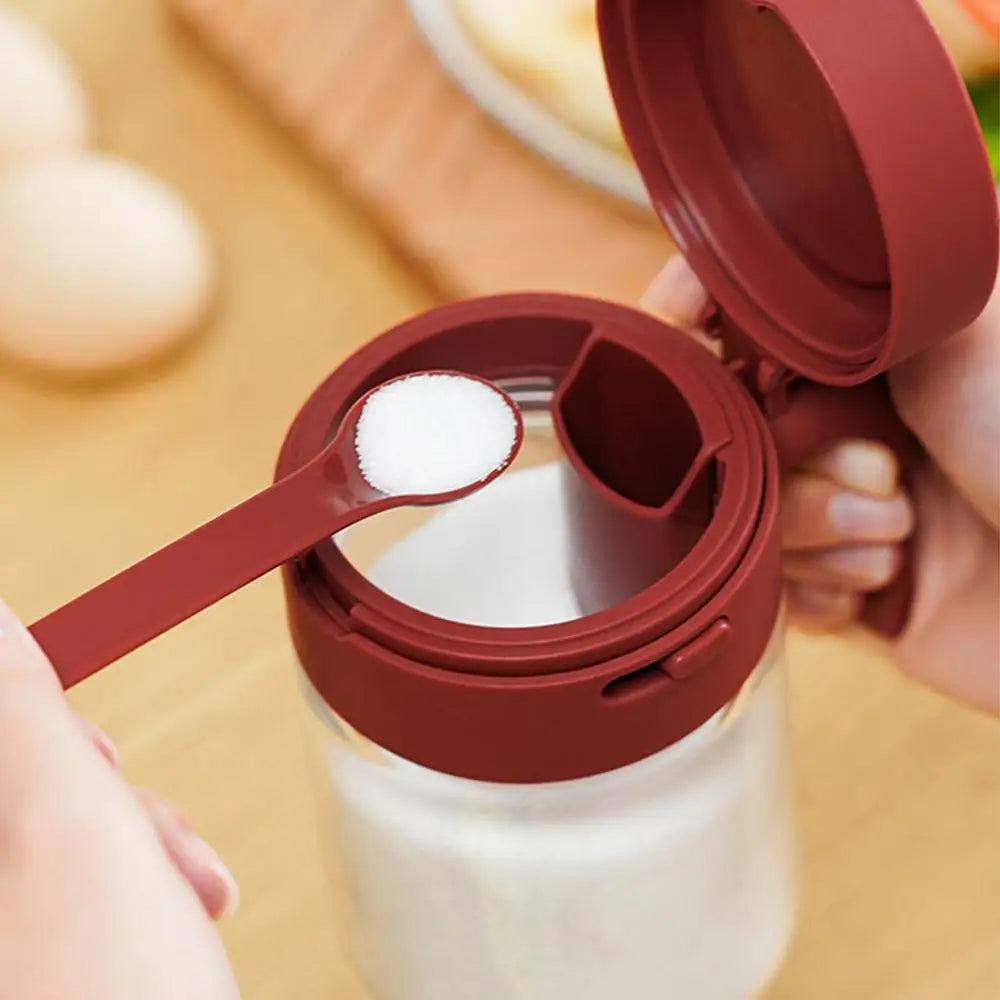 Lisslune | Transparent Glass Lockable Airtight  Seasoning Jar with Spoon