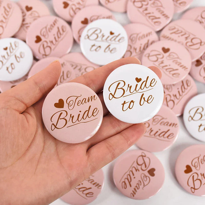 Rynx 12/1pcs Bride to be Team Bride Badge for Wedding Party Decor Bridesmaids Gift Bachelorette Party Hen Night Accessories