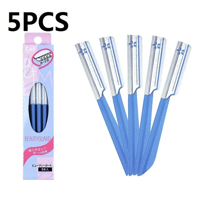 Rynx | 5pcs Eyebrow Epilator Sets Facial Razor Portable Stainless Steel Hair Removal Safety Eyebrow Trimmer Women's Makeup Tools