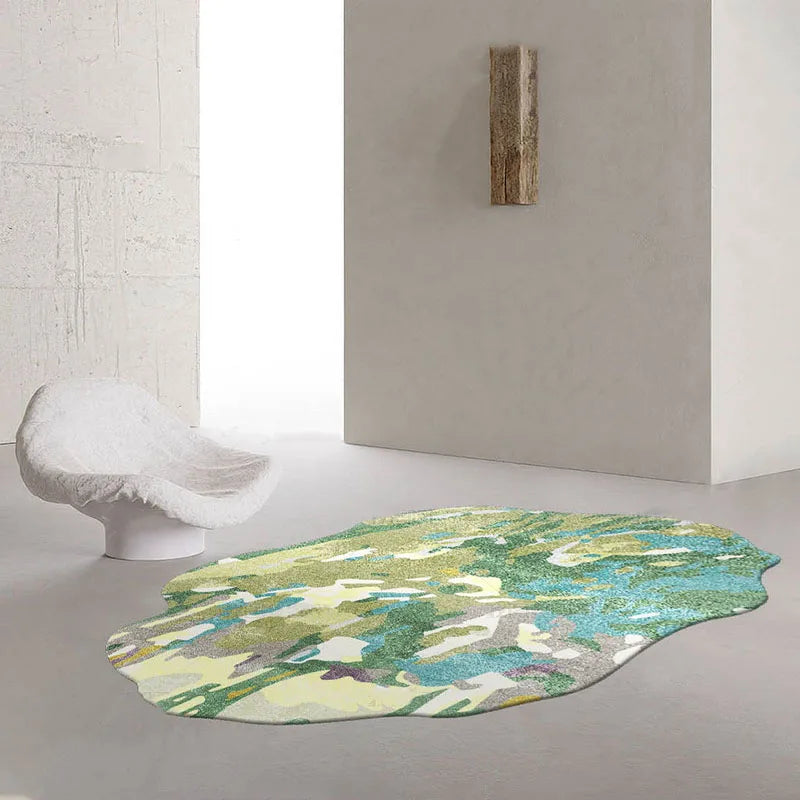 Rynx | Irregular Art Carpet Creative Moss Carpet Comfortable Soft Bedroom Rugs Nightstand Rug Large Area Living Room Decorative Rugs Tapis