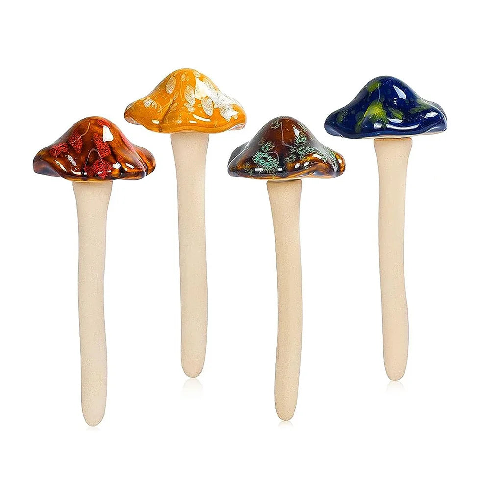 Rynx | 4 Piece Garden Mushroom Decorations Ceramic Fairy Mushroom Ornaments Realistic Mushroom Sculpture Color Accurate Fly Agaric
