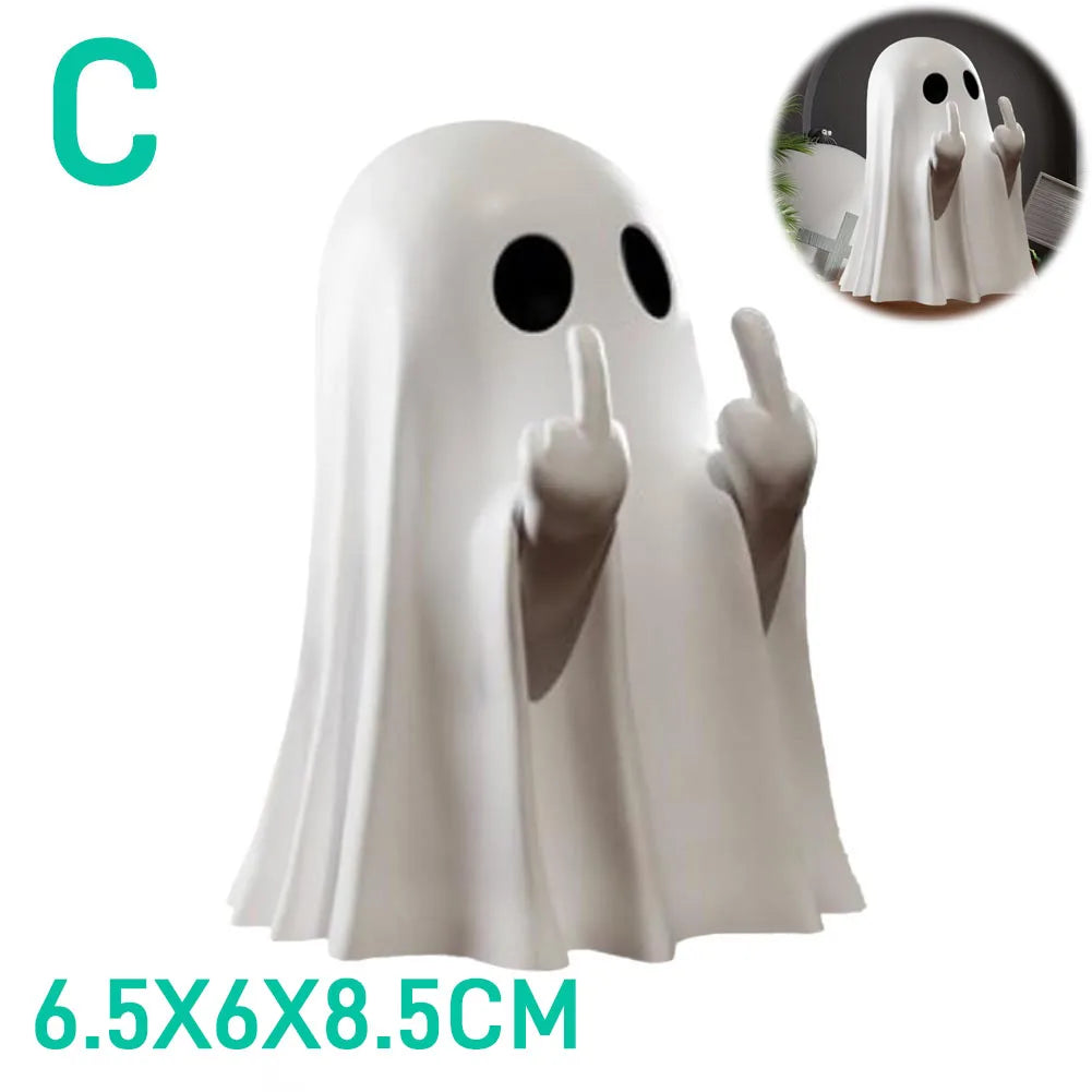 Rynx | Halloween Middle Finger Ghost Decoration Cute Ghost Statue For Home Fireplace Decor Smooth Surface Enhance Festive Atmosphere