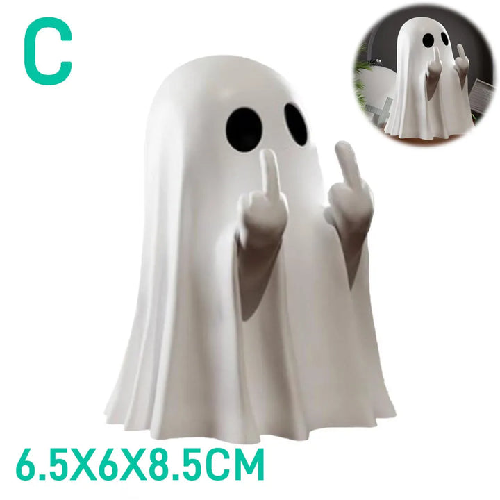 Rynx | Halloween Middle Finger Ghost Decoration Cute Ghost Statue For Home Fireplace Decor Smooth Surface Enhance Festive Atmosphere