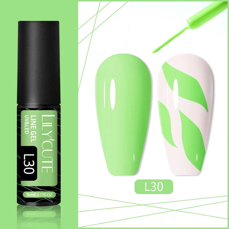Rynx | 5ml Line Nail Art Polish Liner Pen Gel with Brush Varnish Semi Permanent Gel Nail Polish Wire Drawing Line Nail Art Tool