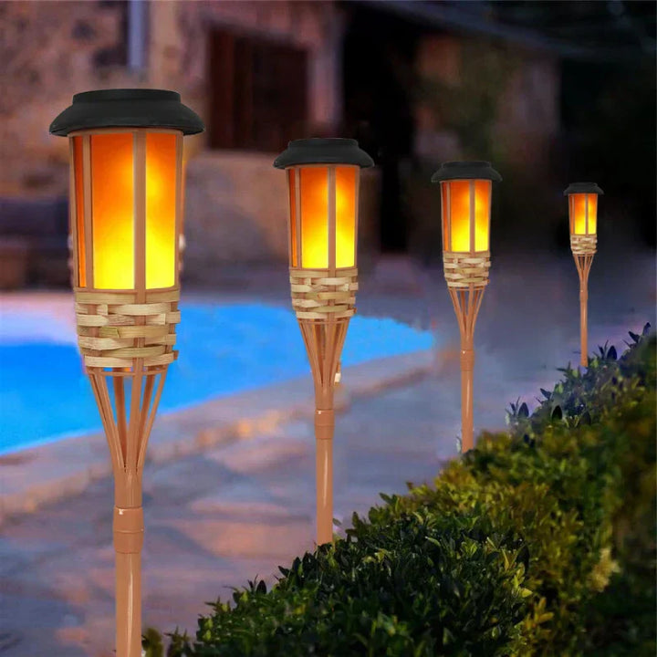 Lisslune | Solar Torch 5-Piece Set | Flame Effect LED Garden Lights | Solar Powered | Decorative Light for Outdoors