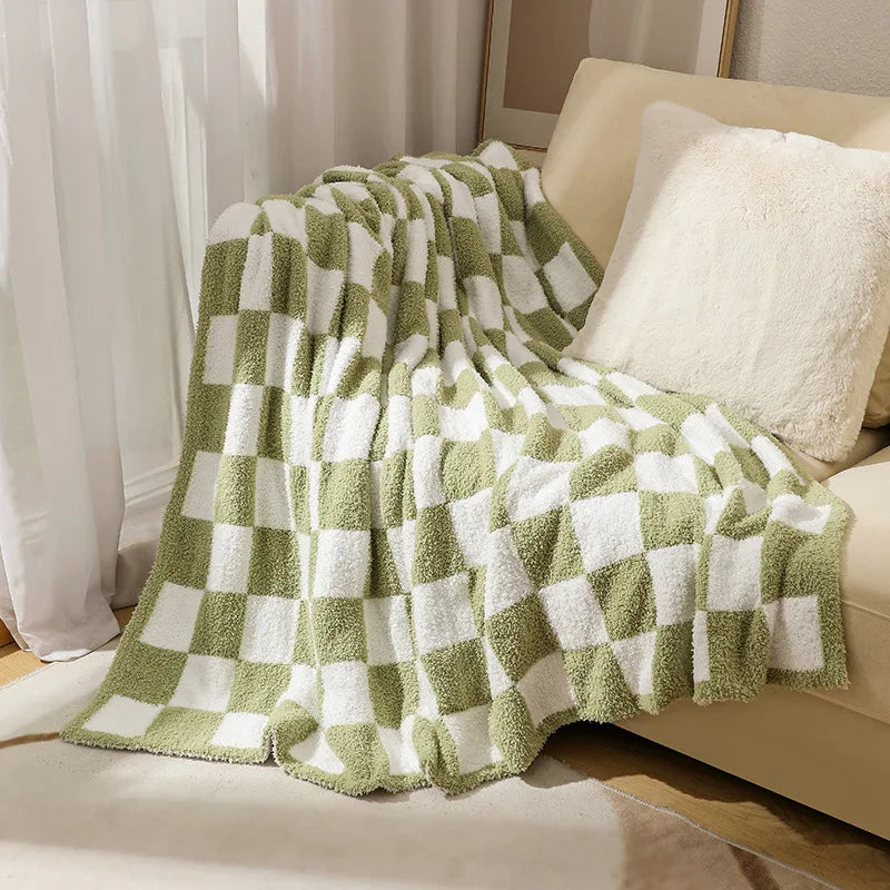 Rynx | Textile City Ins Nordic Sofa Blanket Checkerboard Fabric Velvet Throw Blanket Home Sofa Cover Knit Blanket 150x200cm