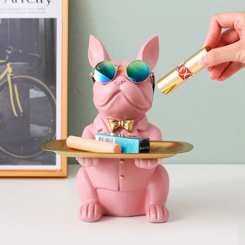 Lisslune | French Bulldog Figurine with Tray for Stylish Decoration
