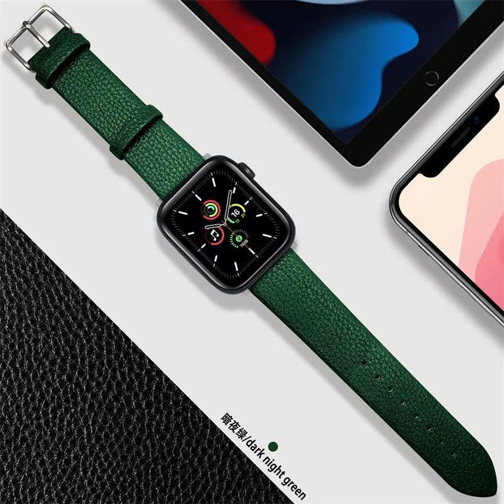 Lisslune | Crimson Glitter Leather Apple Watch Band - Luxe Sparkle Strap