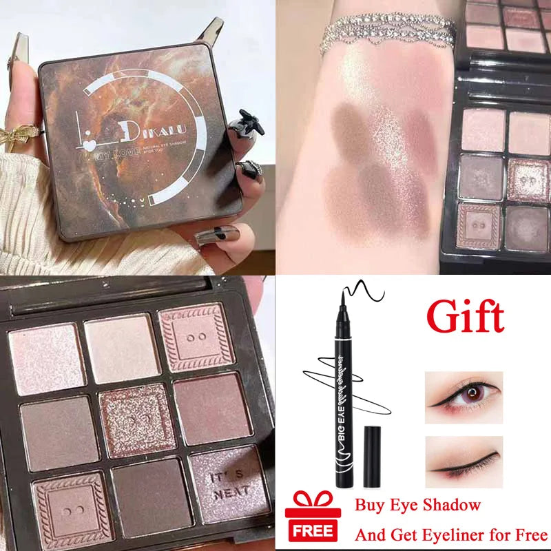 Rynx | 9 Colors Matte Waterproof Eyeshadow Palette Blue Purple Eyeshadow Pigment Smoky Punk Eyeshadow Summer Swimming Cosmetics