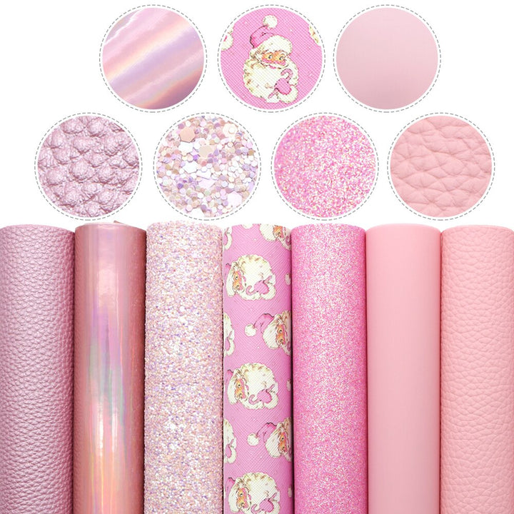 Lisslune | Elegant Pink Lychee Glitter Artificial Leather Craft Sheets for Stunning DIY Projects