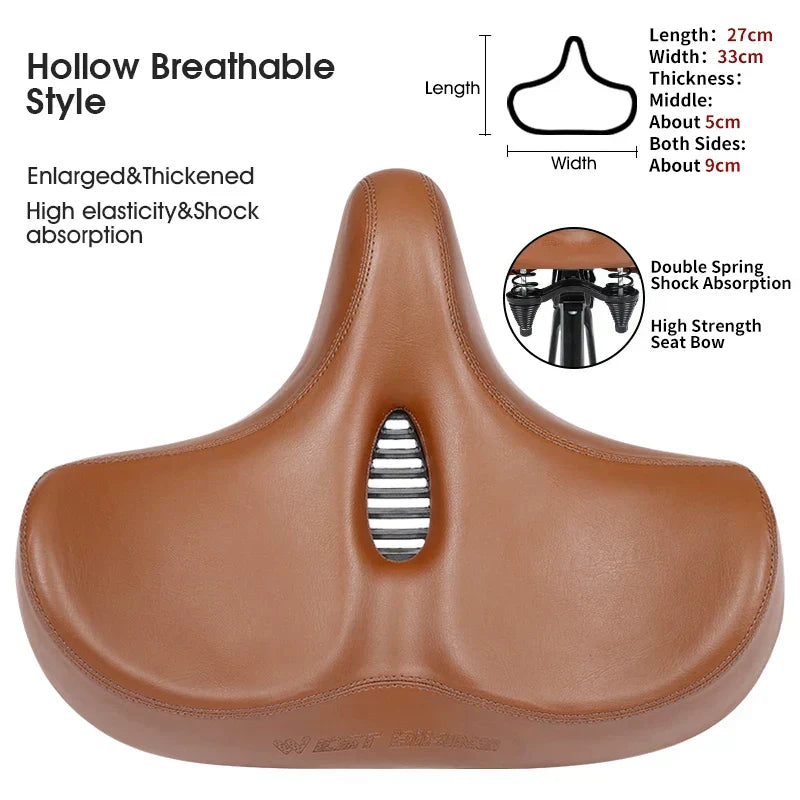 Lisslune | Wide Ergonomic Bike Saddle – Comfortable Saddle with Shock Absorption for City and Mountain Bikes
