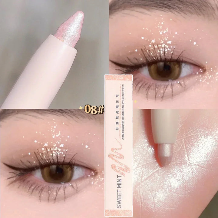 Rynx | 14 Colors White Eyeliner Shiny Glitter Eyeshadow Pencil Eye Liner Pencil Matte Brown Pink Pearl Eyes Makeup Brighten Silk Worm