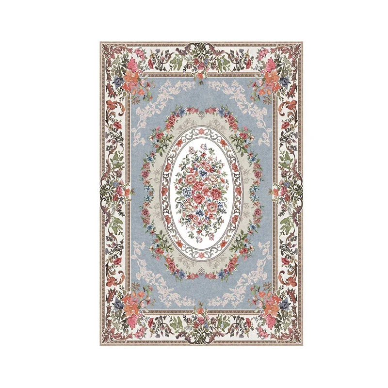 Rynx | French Romantic Rug Floral Large Area Living Room Decoration Rugs Comfortable Soft Bedroom Rugs Rose Flower Rug Wallpaper IG