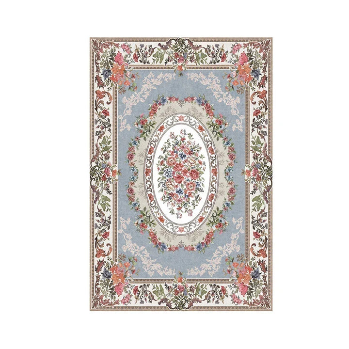 Rynx | French Romantic Rug Floral Large Area Living Room Decoration Rugs Comfortable Soft Bedroom Rugs Rose Flower Rug Wallpaper IG