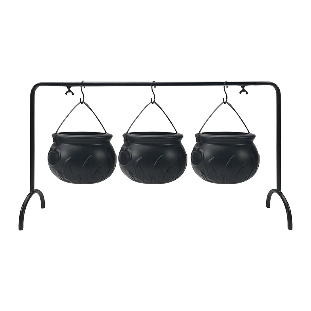 Rynx | Halloween Party 3-piece Witch Glass Candy Bowl Stand Black Plastic Kitchen Decoration Ornaments
