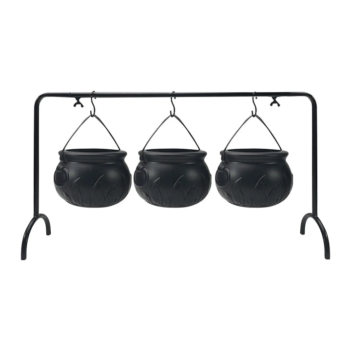 Rynx | Halloween Party 3-piece Witch Glass Candy Bowl Stand Black Plastic Kitchen Decoration Ornaments